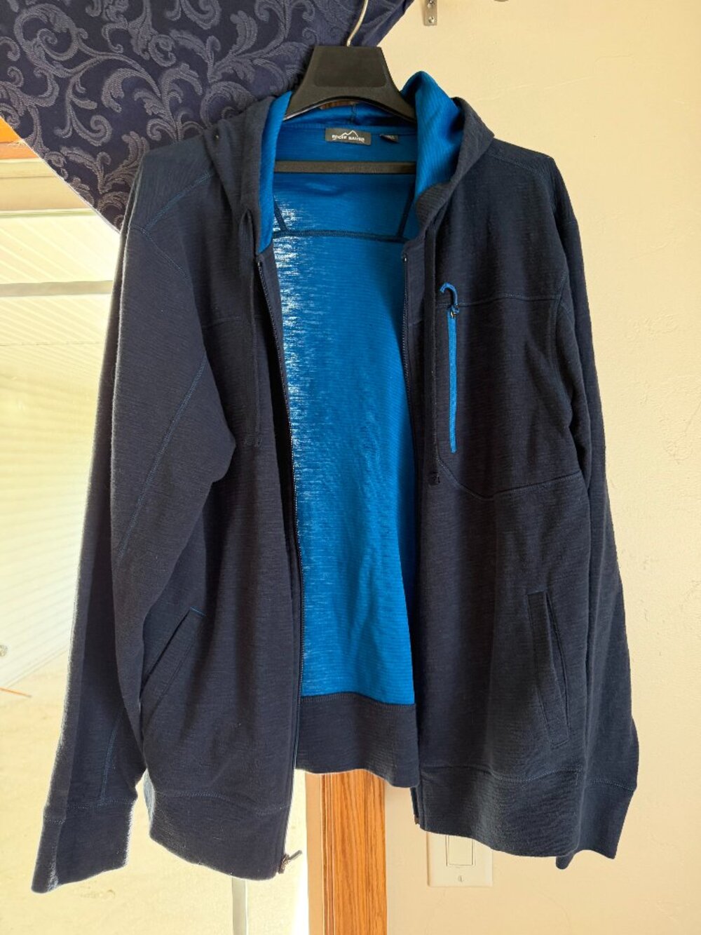 Charcoal and Brilliant Blue Eddie Bauer Zip Up Hoodie
